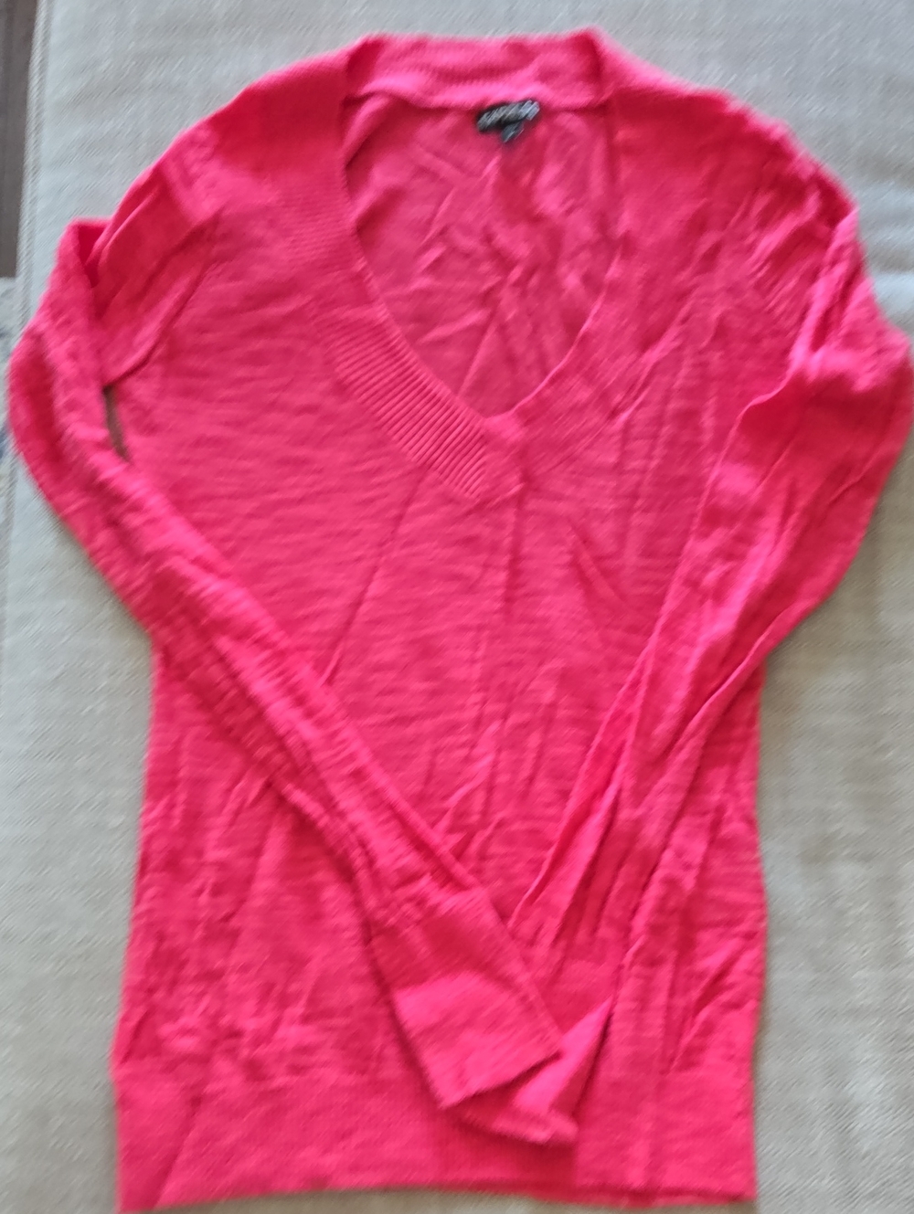 Bright Pink V-Neck Lightweight Sweater
